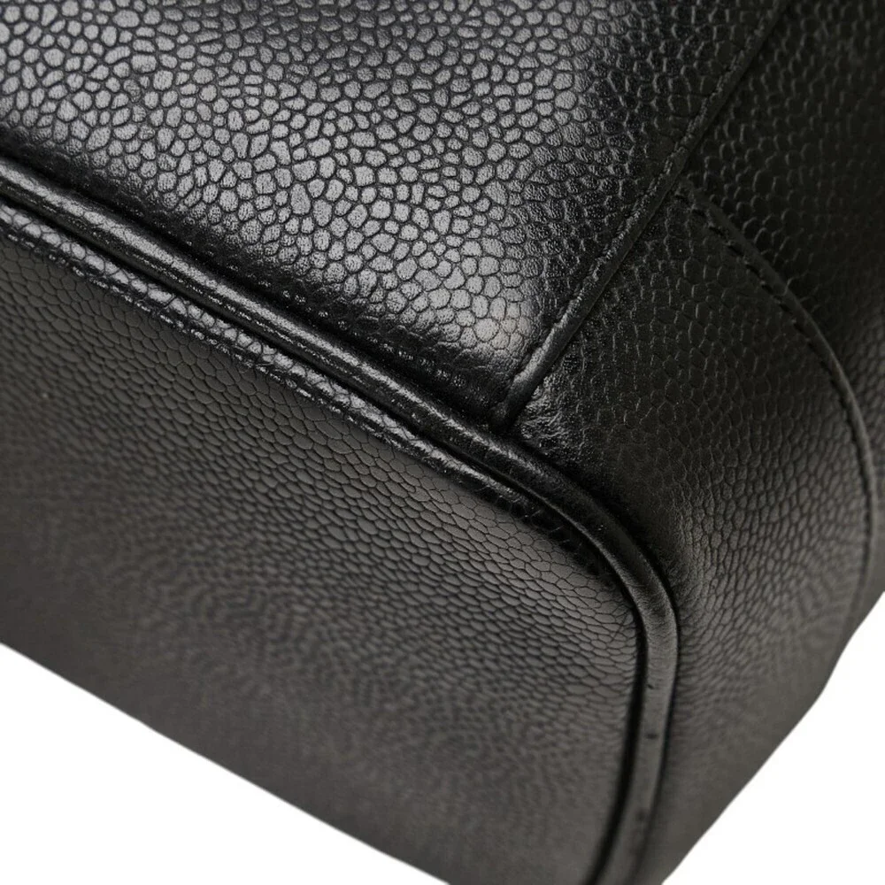 CHANEL Black Caviar Leather Logo Pouch